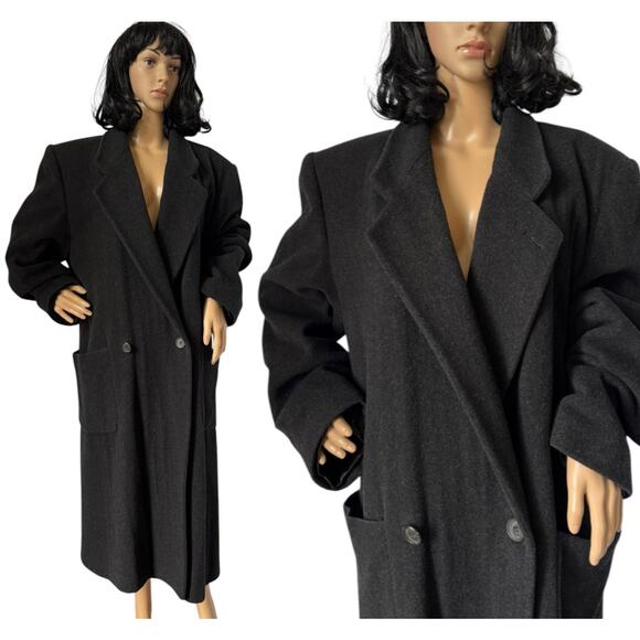 American Vtg Perry Ellis men’s portfolio wool dark academia minimalist coat 38 - Picture 1 of 16